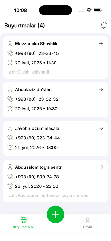 Barber Assistant — buyurtmalar
